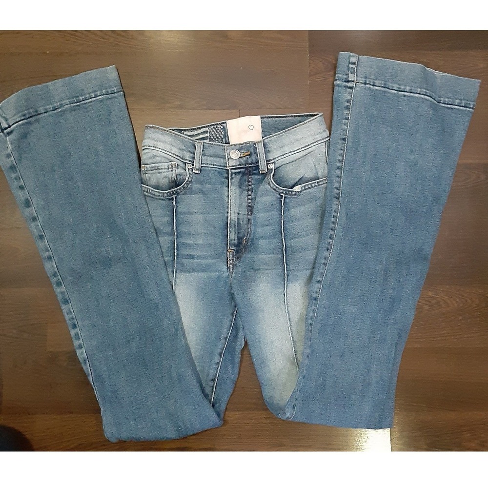 Revice Denim Starman Flare Jeans High Rise Blue Size 27 Y2K 70s Retro Style